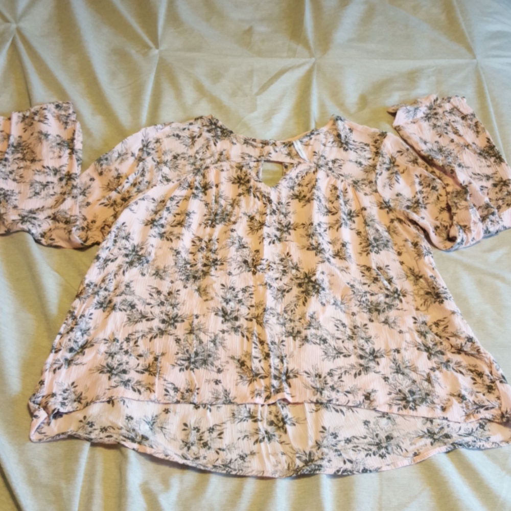 Pink and Grey Floral Top